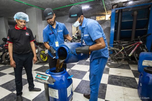 Muenzer collects used cooking oil from more than 1,200 FBOs (Food Business Operators, which include restaurants, hotels, manufacturers etc) in the country to make biodiesel. Photo: Noor A Alam
